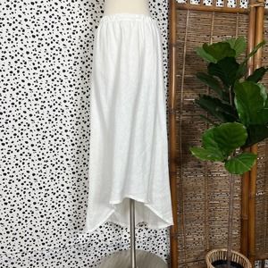 Bryn Walker | 100% Linen White Asymmetric High Low Midi Maxi Flowy Boho Skirt L